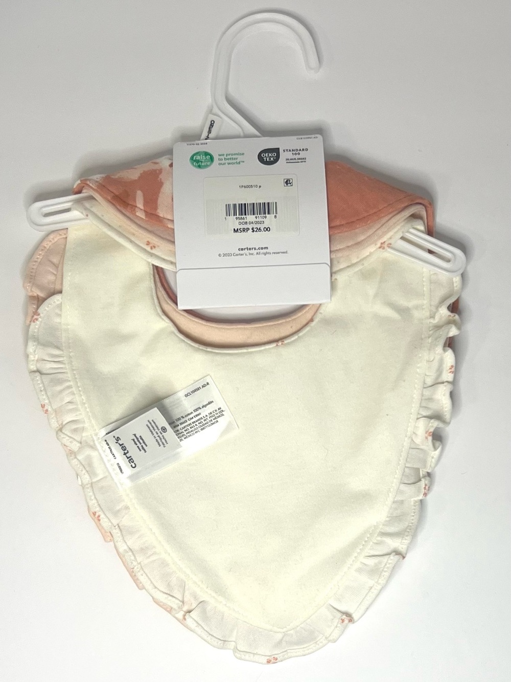 Carter's Rust Pink Floral Ruffle Bib Set - Picture 4 of 4